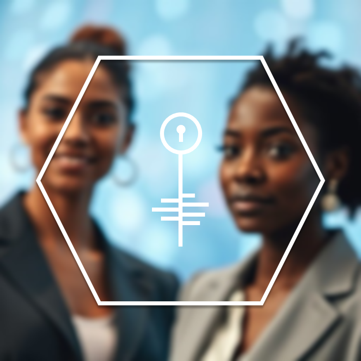 Das Bild zeigt zwei Frauen und ein Symbol in Form eines Schlosses (Quelle: Erstellt mit KI) Das Bild zeigt zwei Frauen und ein Symbol in Form eines Schlosses